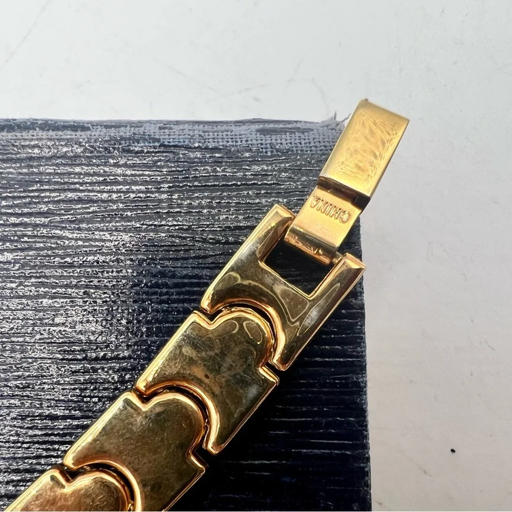 Vintage gold & silver link bracelet 7.5”